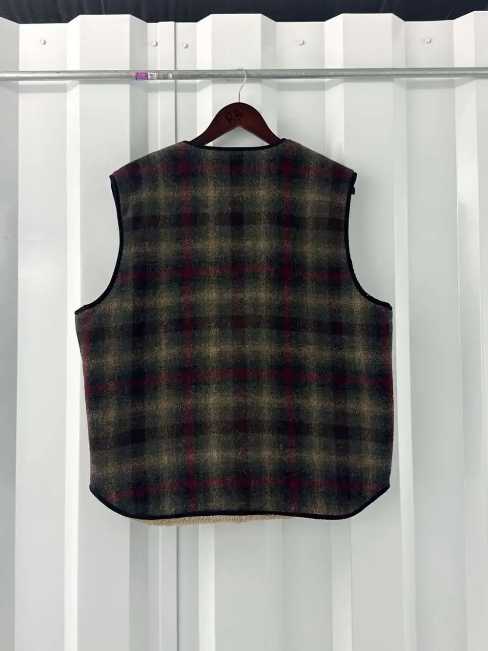 Vintage Woolrich Multi Plaid Wool Vest Large Sherpa Pile Lined Gorpcore Cabin